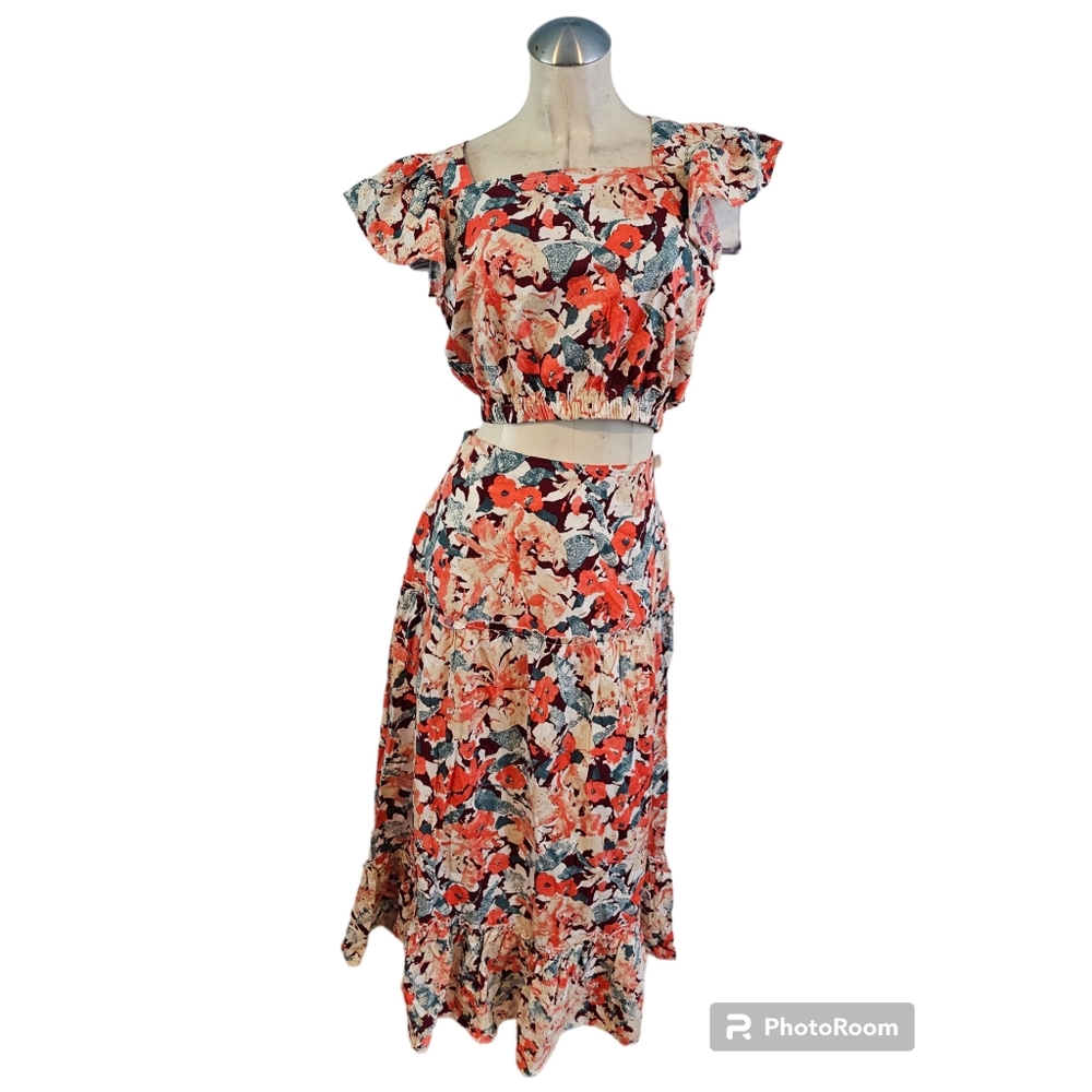 Luna Moon Size M Cropped Top Maxi Skirt 2 Piece Set